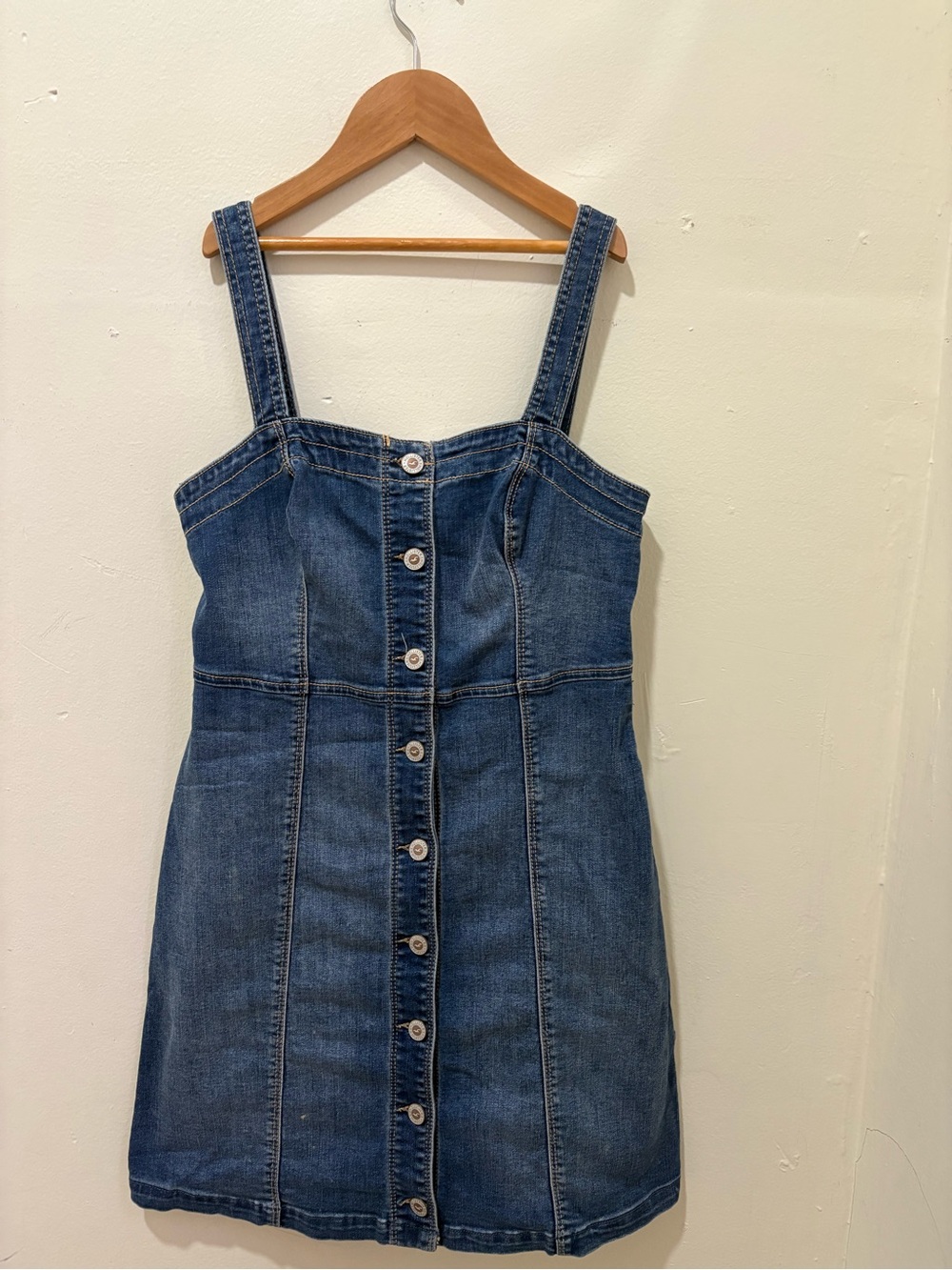 Hollister Blue Button-Front Denim Mini Dress